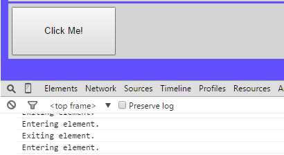 Button after the hover event fires.