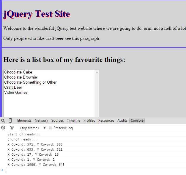 The Event Object in action.
