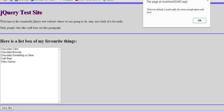 Example of a click event firing using jQuery to tie the event up to the element.