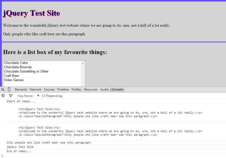 Various jQuery selectors in action.