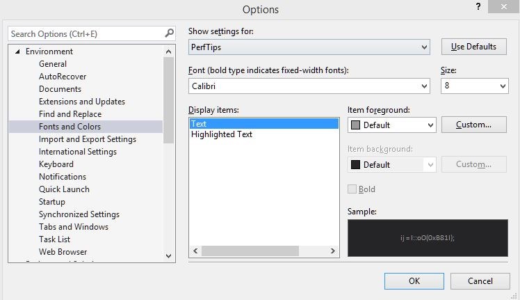 PerfTips Before Customisation.