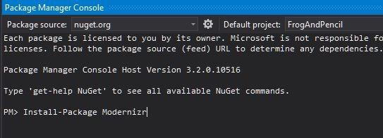 Install Modernizr via the Package Manager Console.