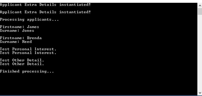 Console output from a test using no Lazy objects.