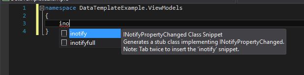 Shows a code file before using the partial custom snippet.