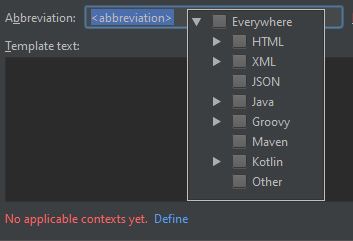 Defining the Live Template Context.