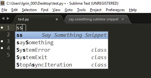 Image showing the snippet before use.