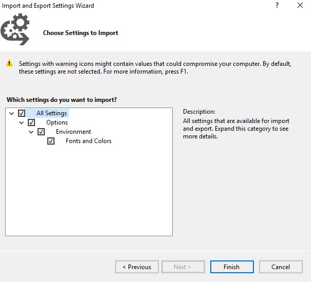 Image showing the confirm and finish SSMS theme dialog.