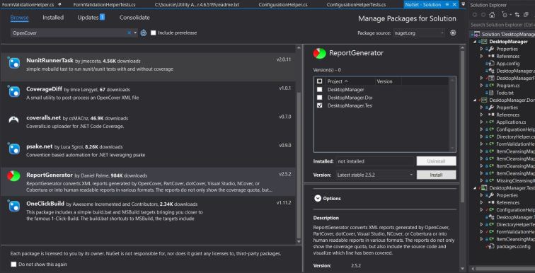 OpenCover Report Generator on NuGet.