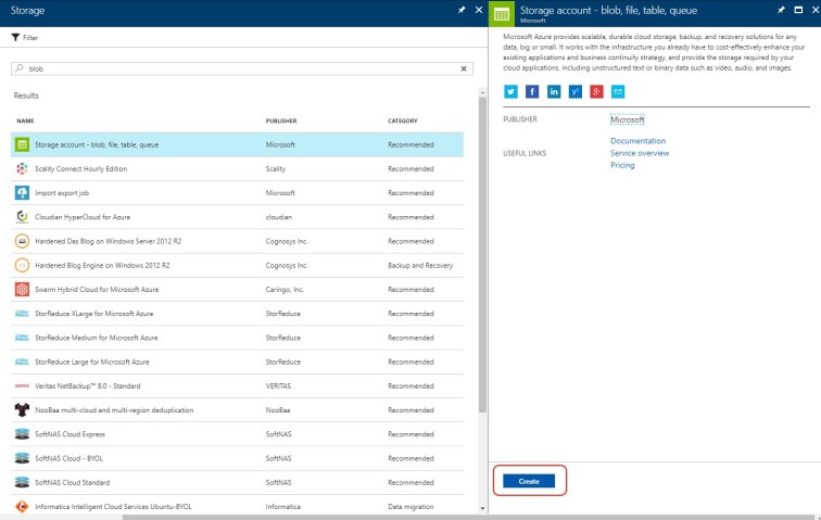 Setup Azure Storage.