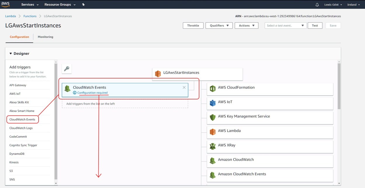 CloudWatch Event Trigger Setup.