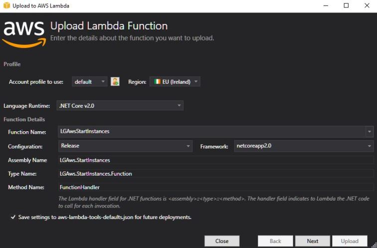 Upload Lambda Function.