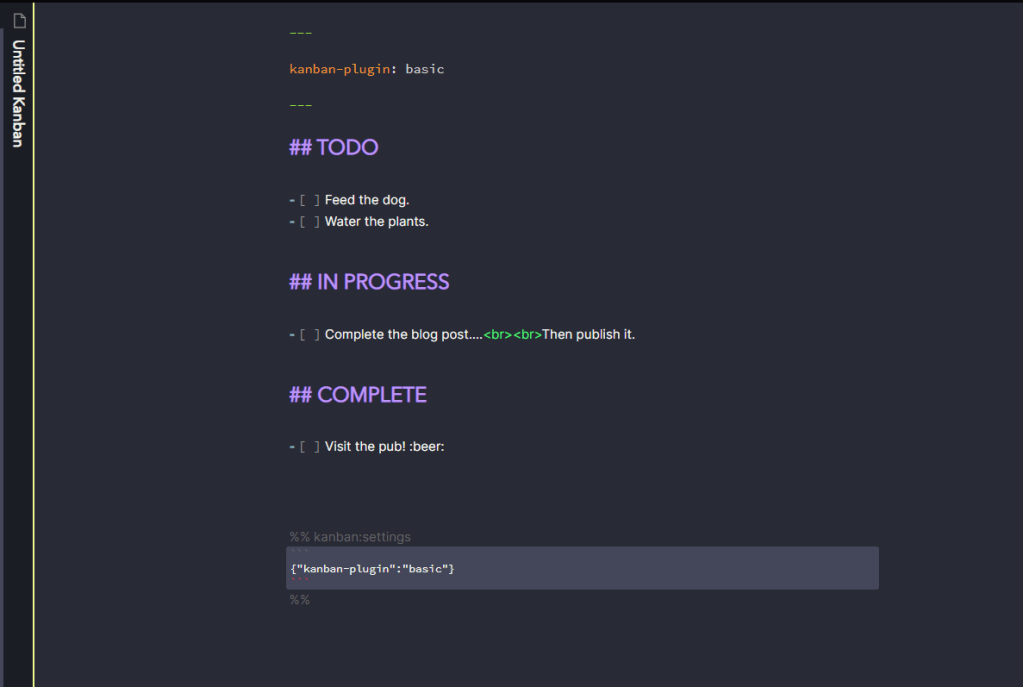 Kanban Plugin Markdown View