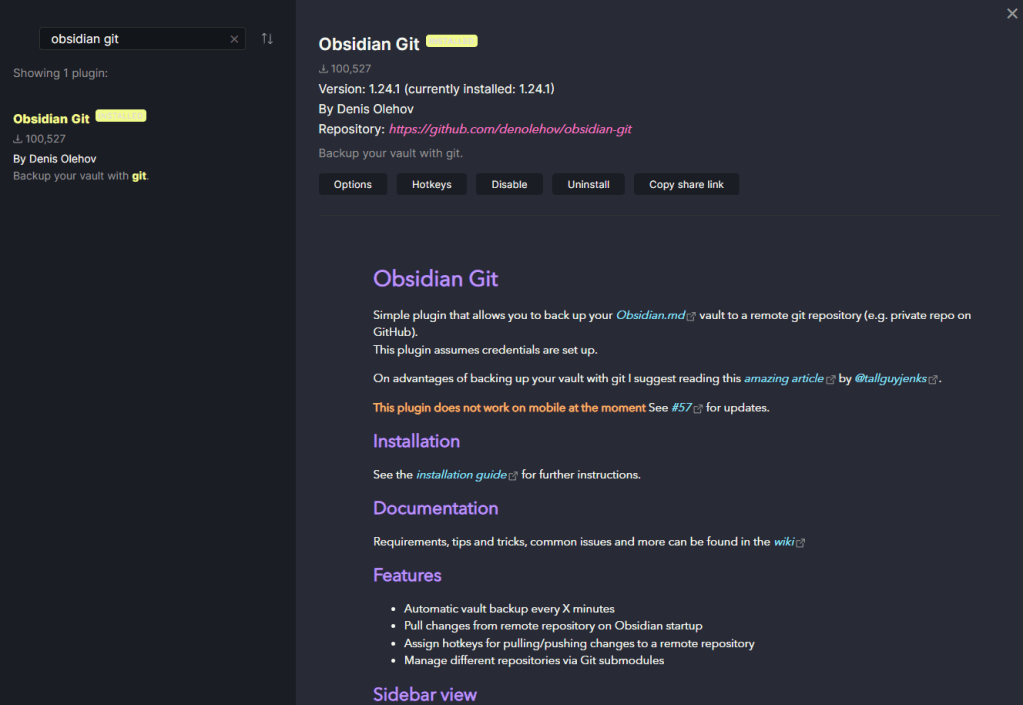 Obsidian Git Post-installation